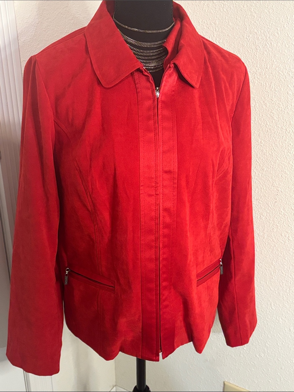 JM Collection Red  Zip-Front Jacket - Picture 9 of 9